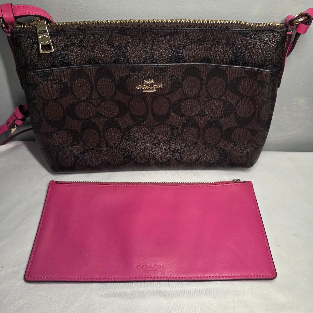 Coach EAST WEST CROSSBODY WITH POP-UP POUCH IN SIGNATURE purse F23865